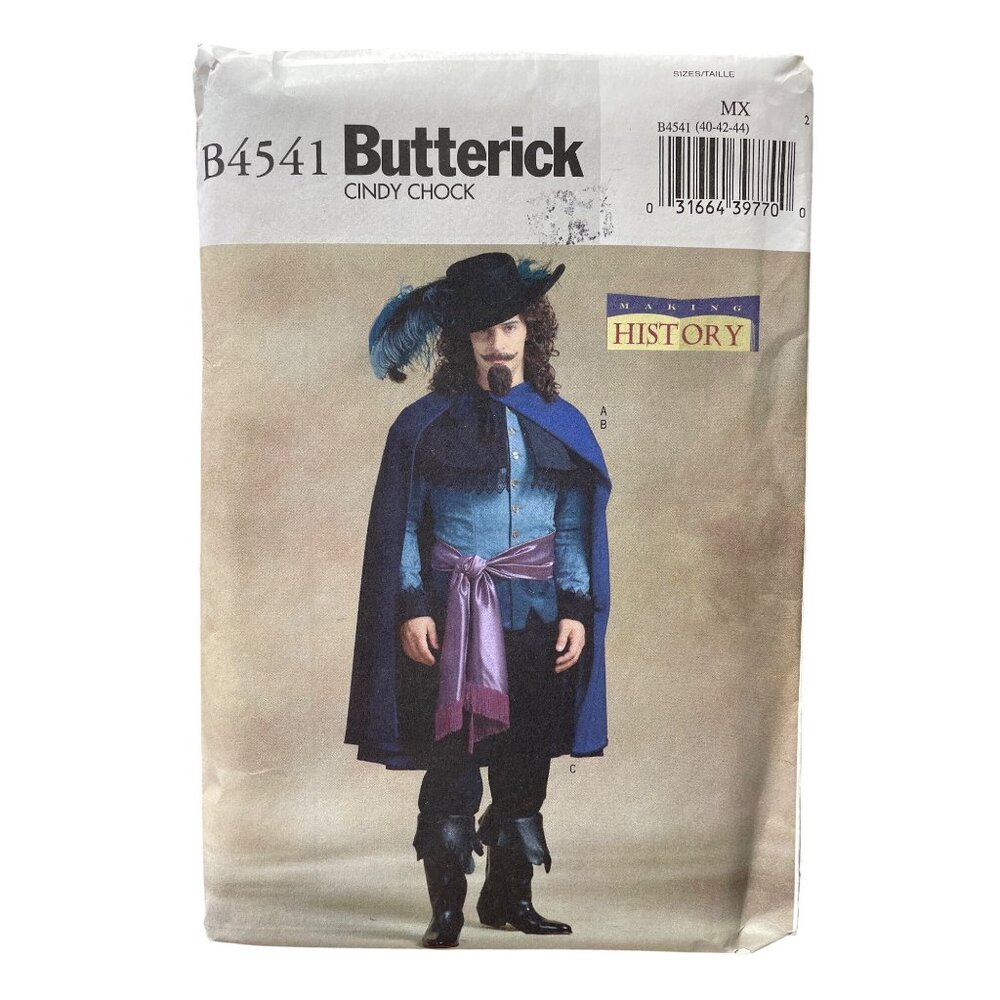 Butterick B4541 Musketeer Costume Sewing Pattern Size 40-42-44 Vintage CUT